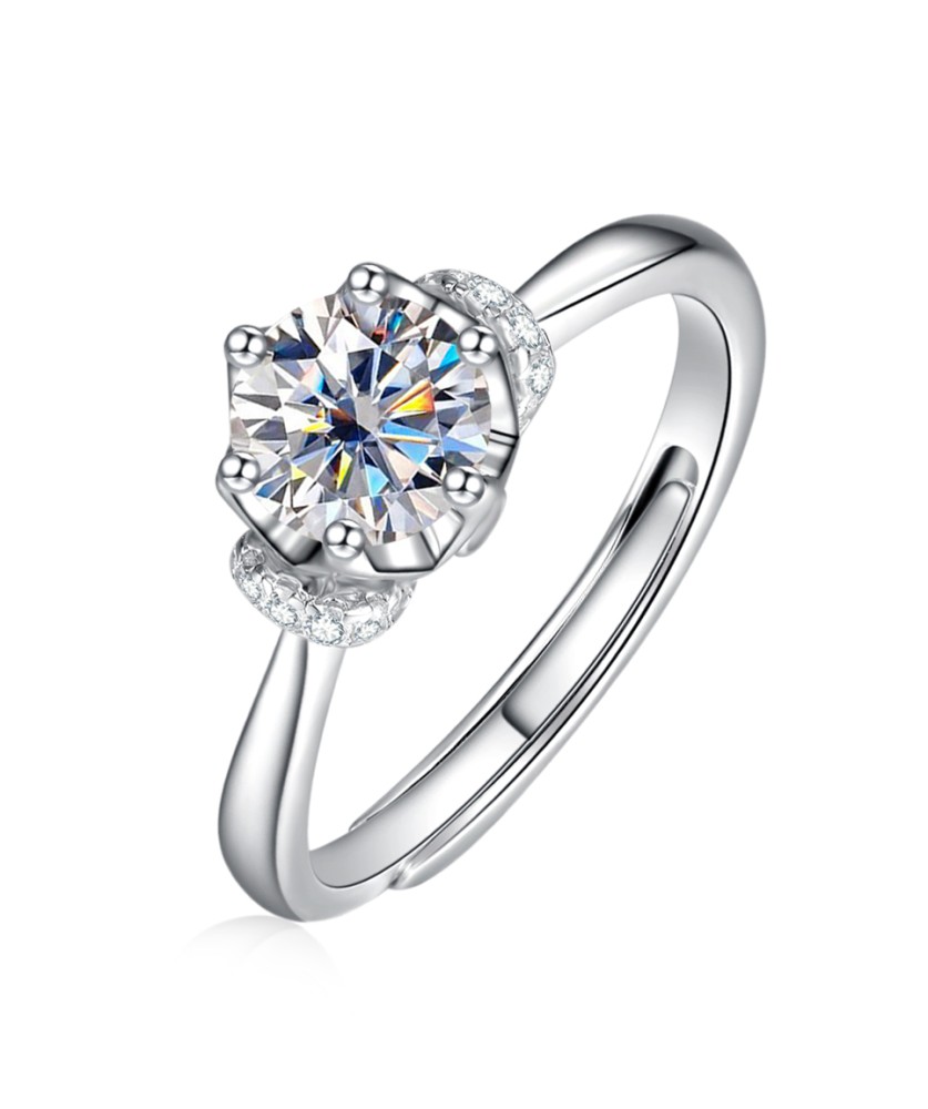 925 silver 1CT Moissanite Crown of Love Open Ring