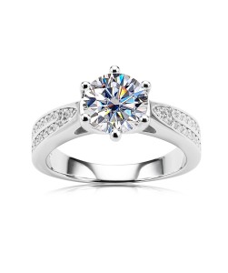 S925 Moissanite 6.5mm six-claw 1CT luxury full diamond ring