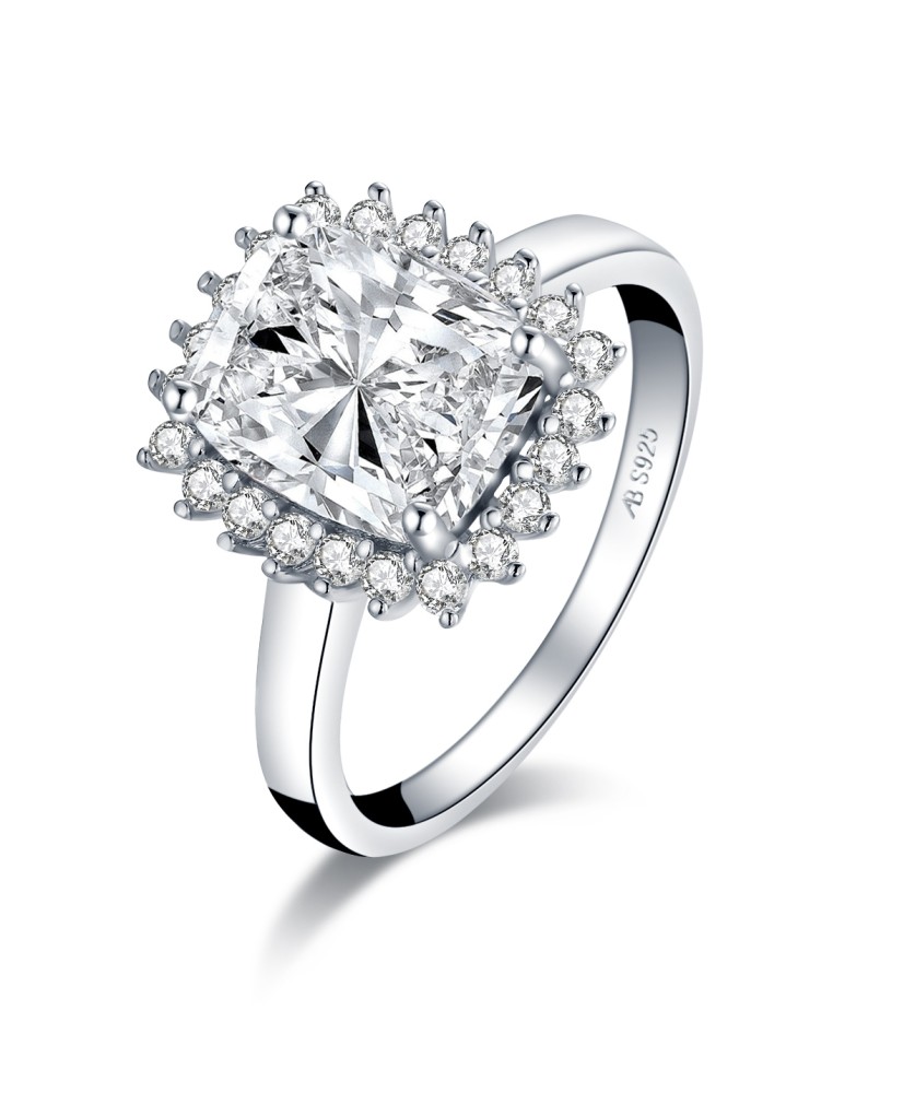 925 sterling silver fat rectangular cut engagement ring