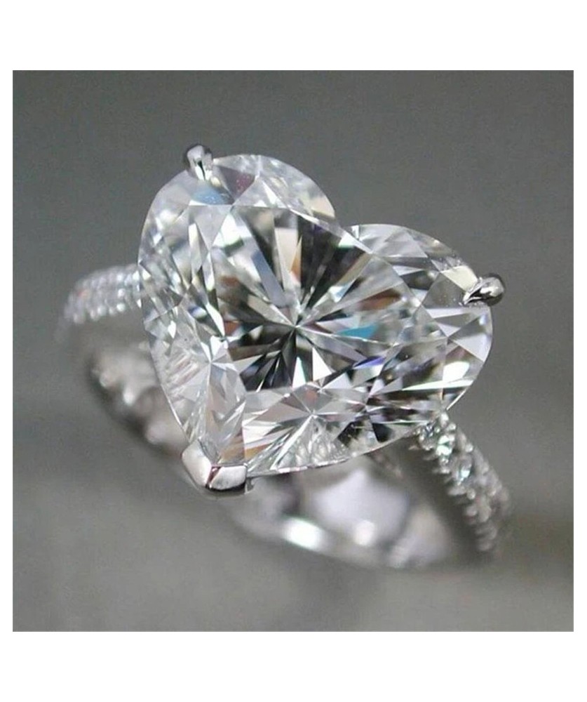 925 sterling silver 7.5ct heart-shaped cut personality ring