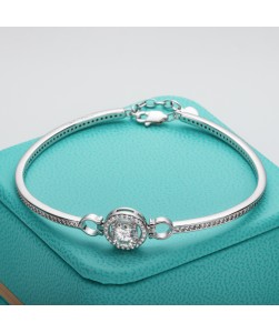 S925 1CT Mozambique diamond round bag bracelet 17+4cm