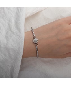 S925 1CT Mozambique diamond round bag bracelet 17+4cm