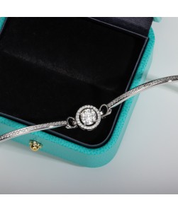 S925 1CT Mozambique diamond round bag bracelet 17+4cm